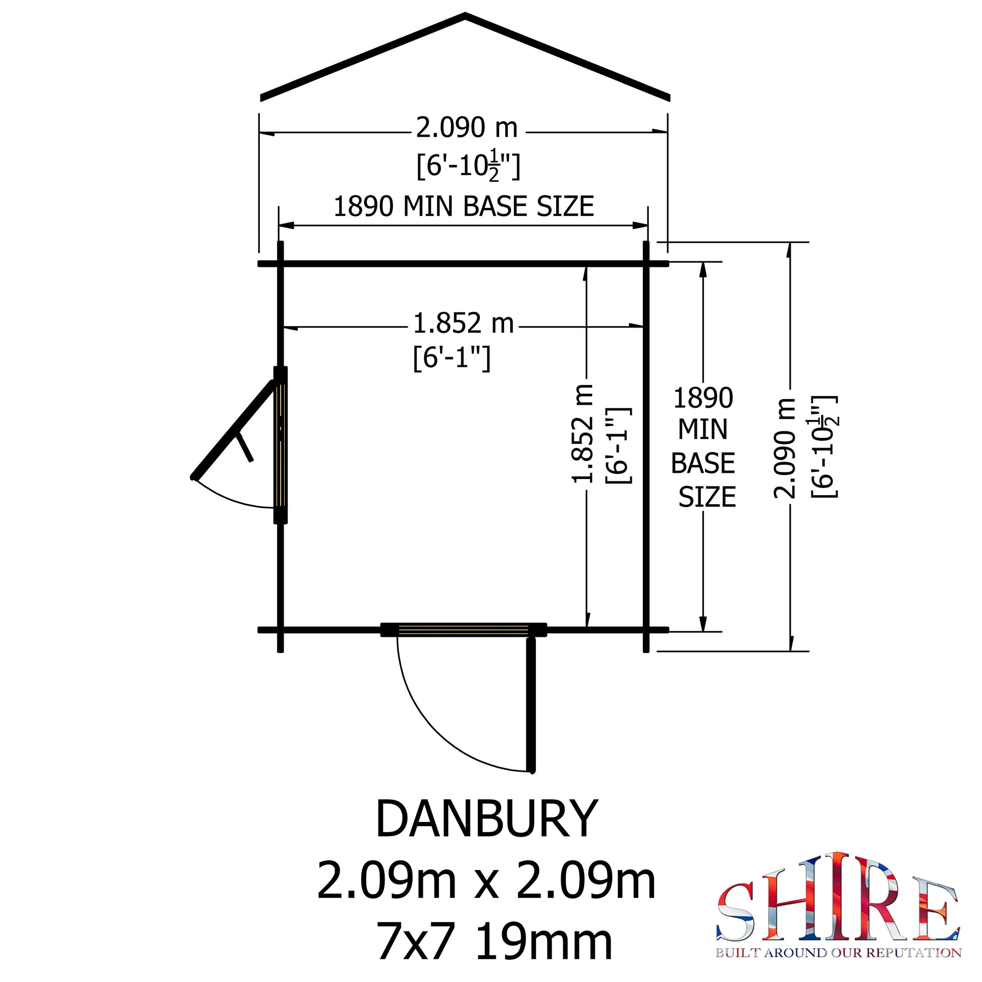 Shire Danbury 19mm Log Cabin 7x7