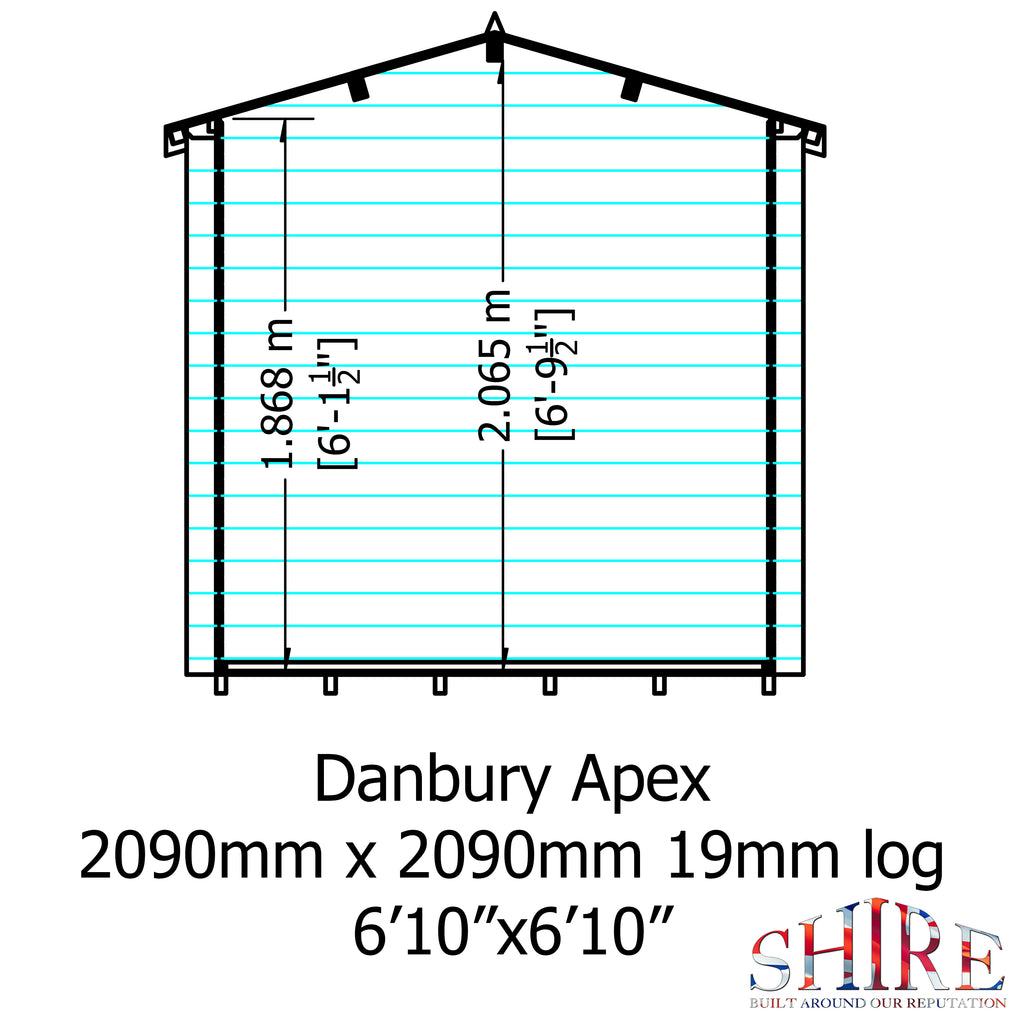 Shire Danbury 19mm Log Cabin 7x7
