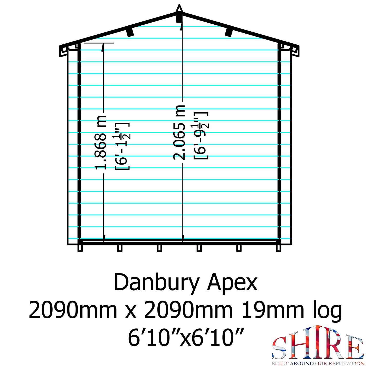 Shire Danbury 19mm Log Cabin 7x7