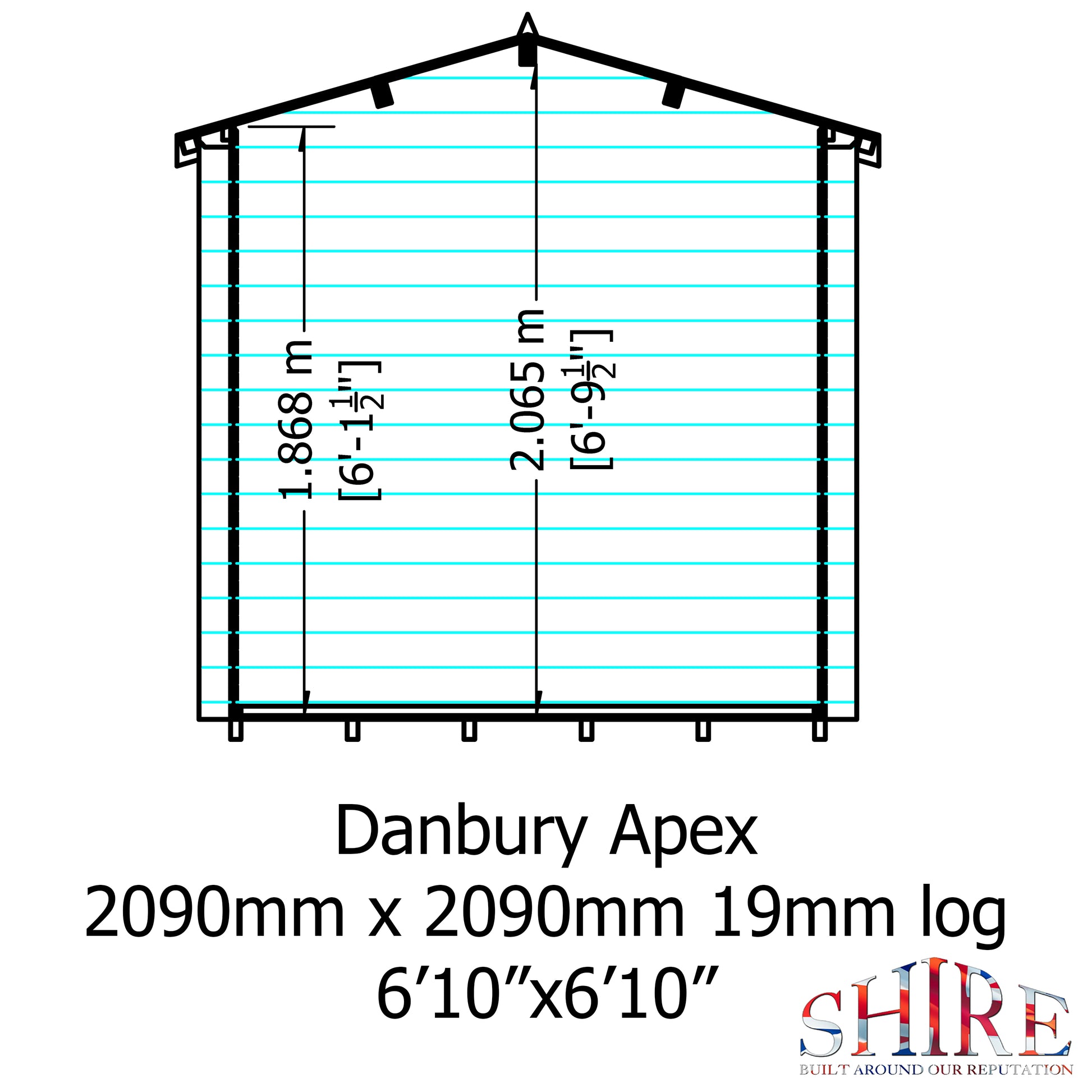 Shire Danbury 19mm Log Cabin 7x7