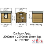 Shire Danbury 19mm Log Cabin 7x7