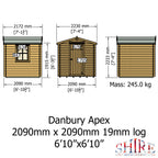 Shire Danbury 19mm Log Cabin 7x7