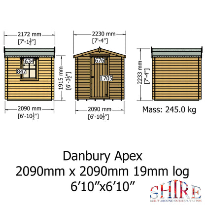 Shire Danbury 19mm Log Cabin 7x7