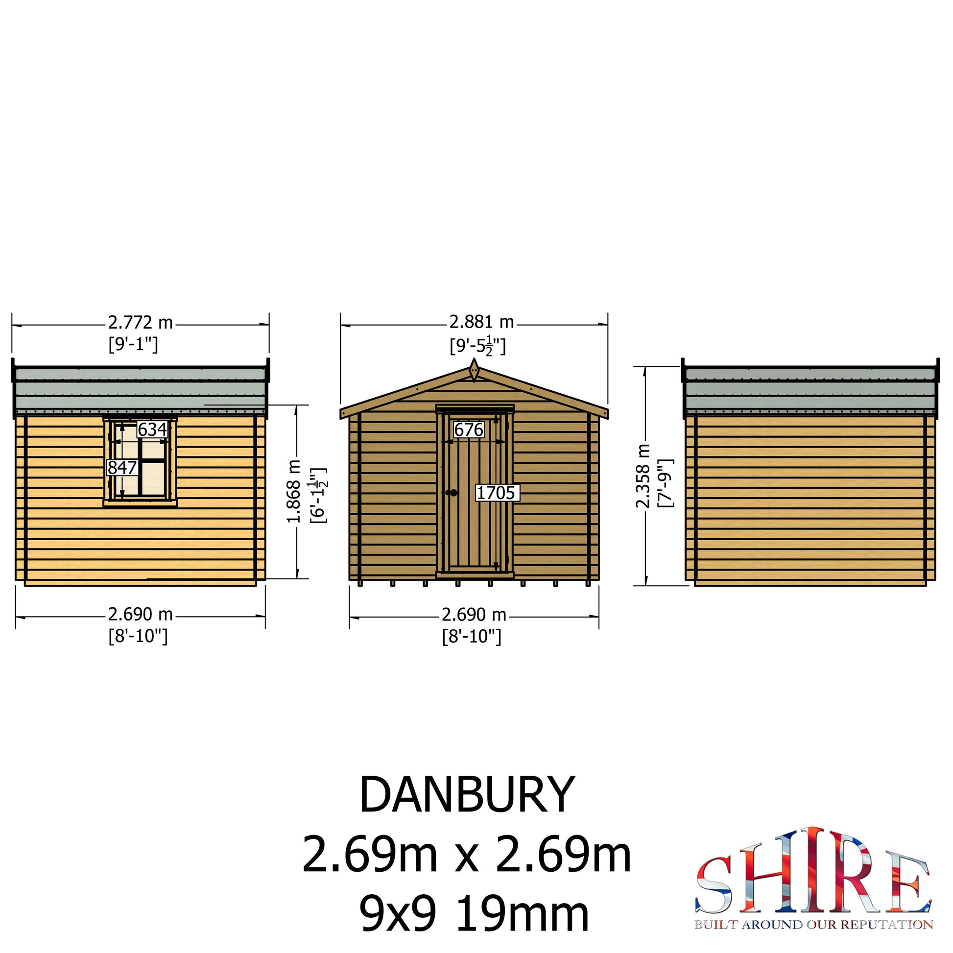 Shire Danbury 19mm Log Cabin 9x9