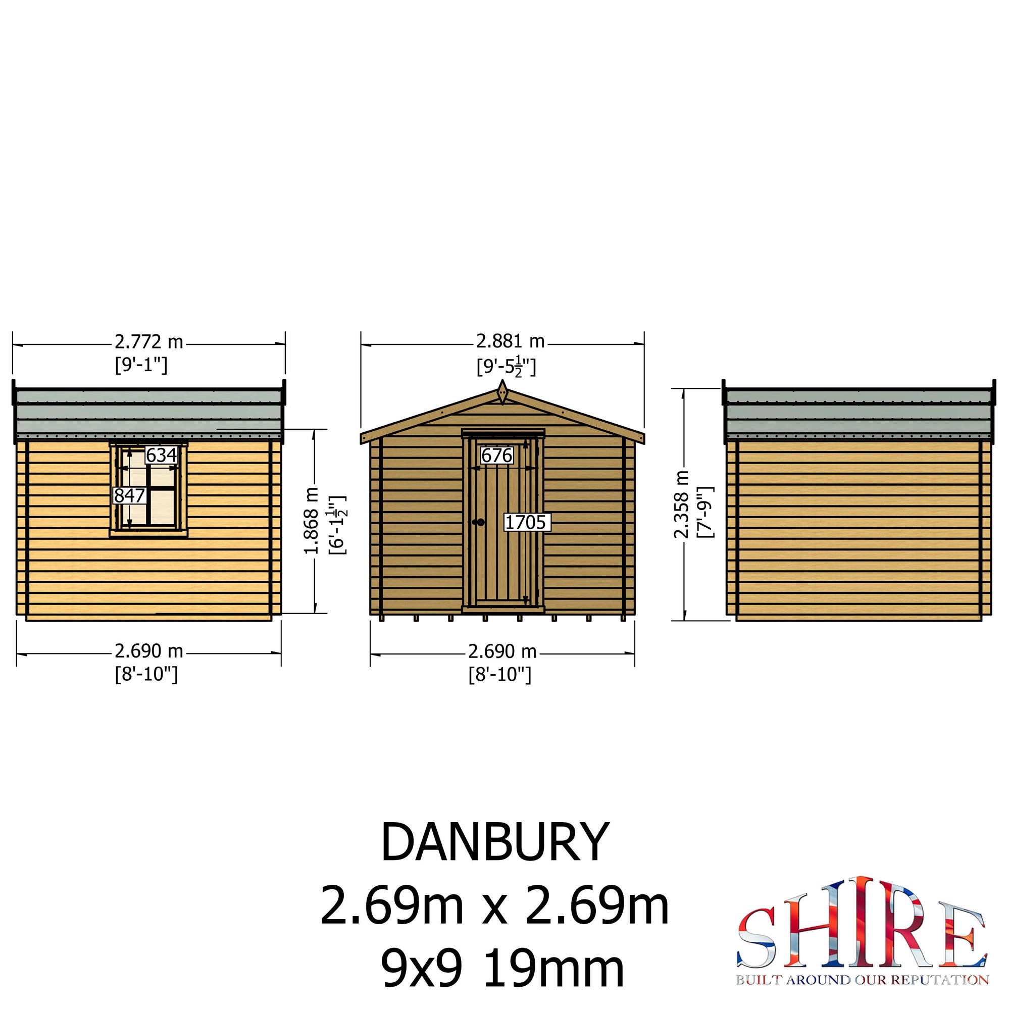 Shire Danbury 19mm Log Cabin 9x9