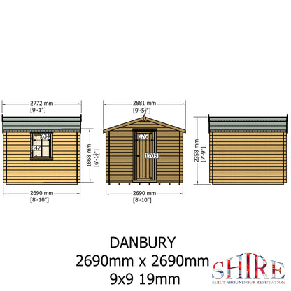 Shire Danbury 19mm Log Cabin 9x9