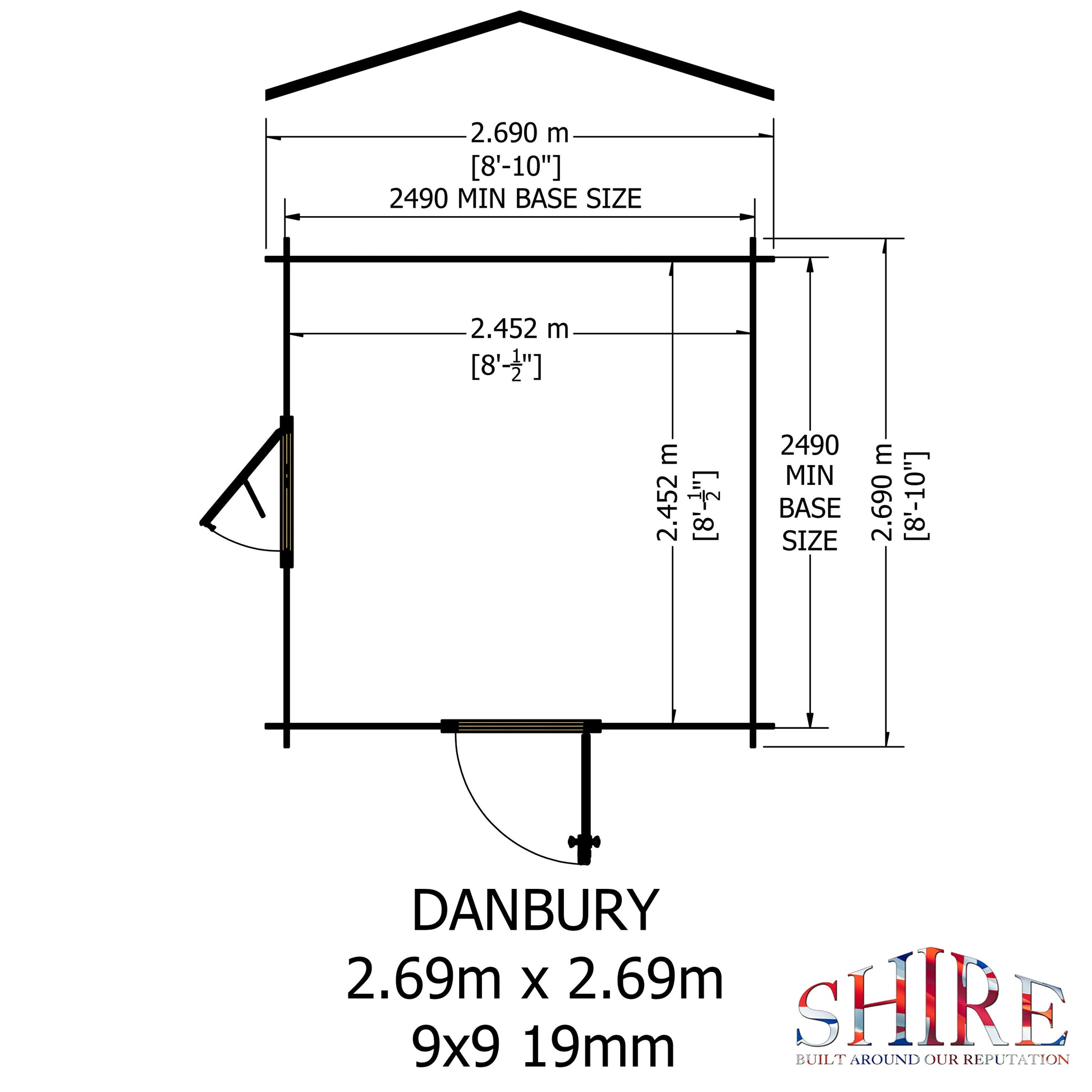 Shire Danbury 19mm Log Cabin 9x9