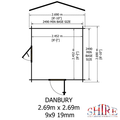 Shire Danbury 19mm Log Cabin 9x9