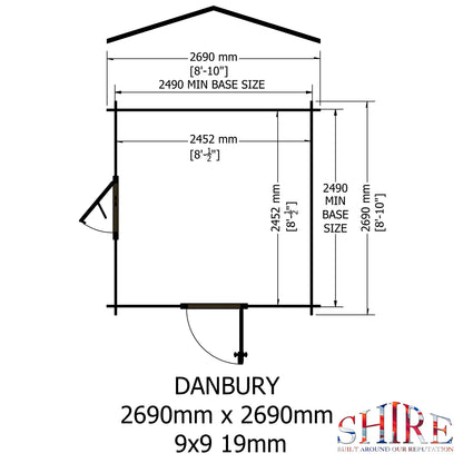 Shire Danbury 19mm Log Cabin 9x9