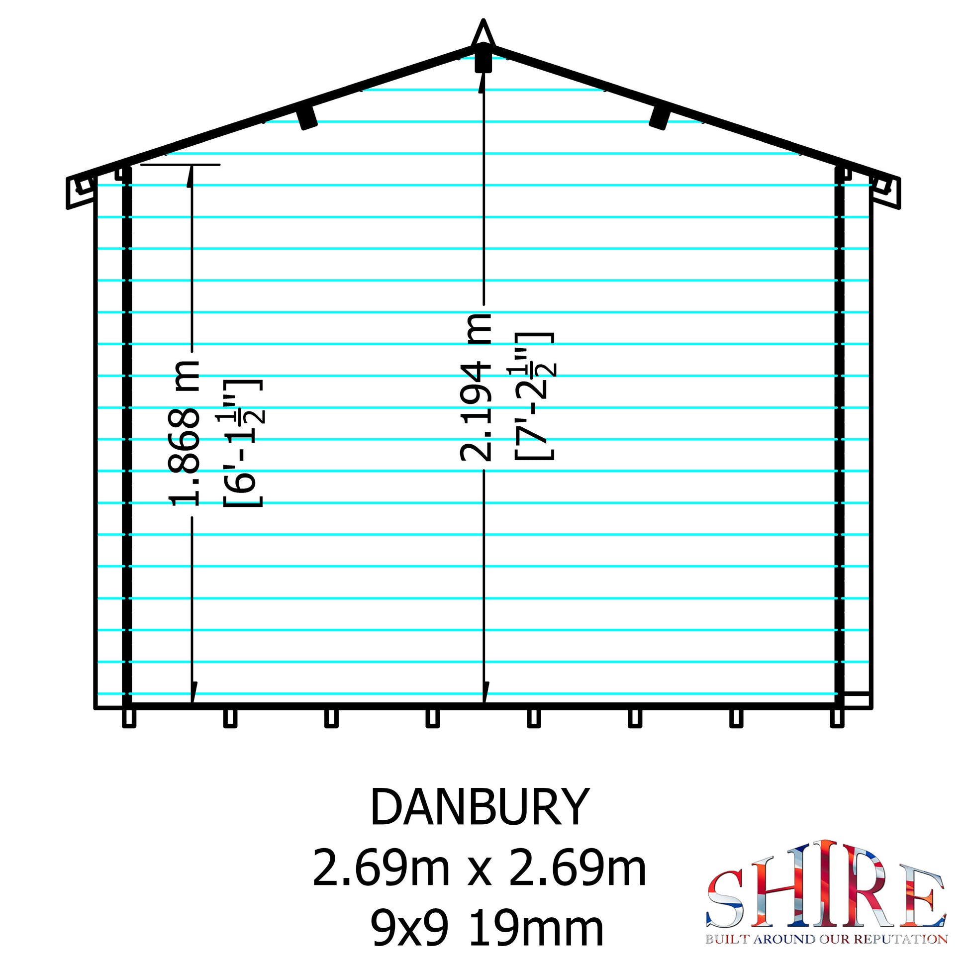Shire Danbury 19mm Log Cabin 9x9
