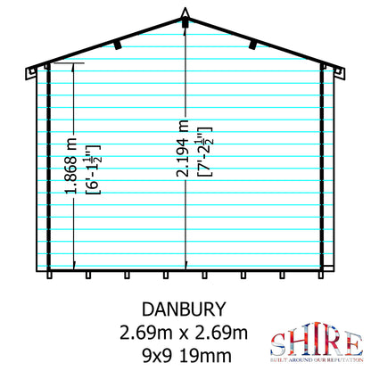 Shire Danbury 19mm Log Cabin 9x9