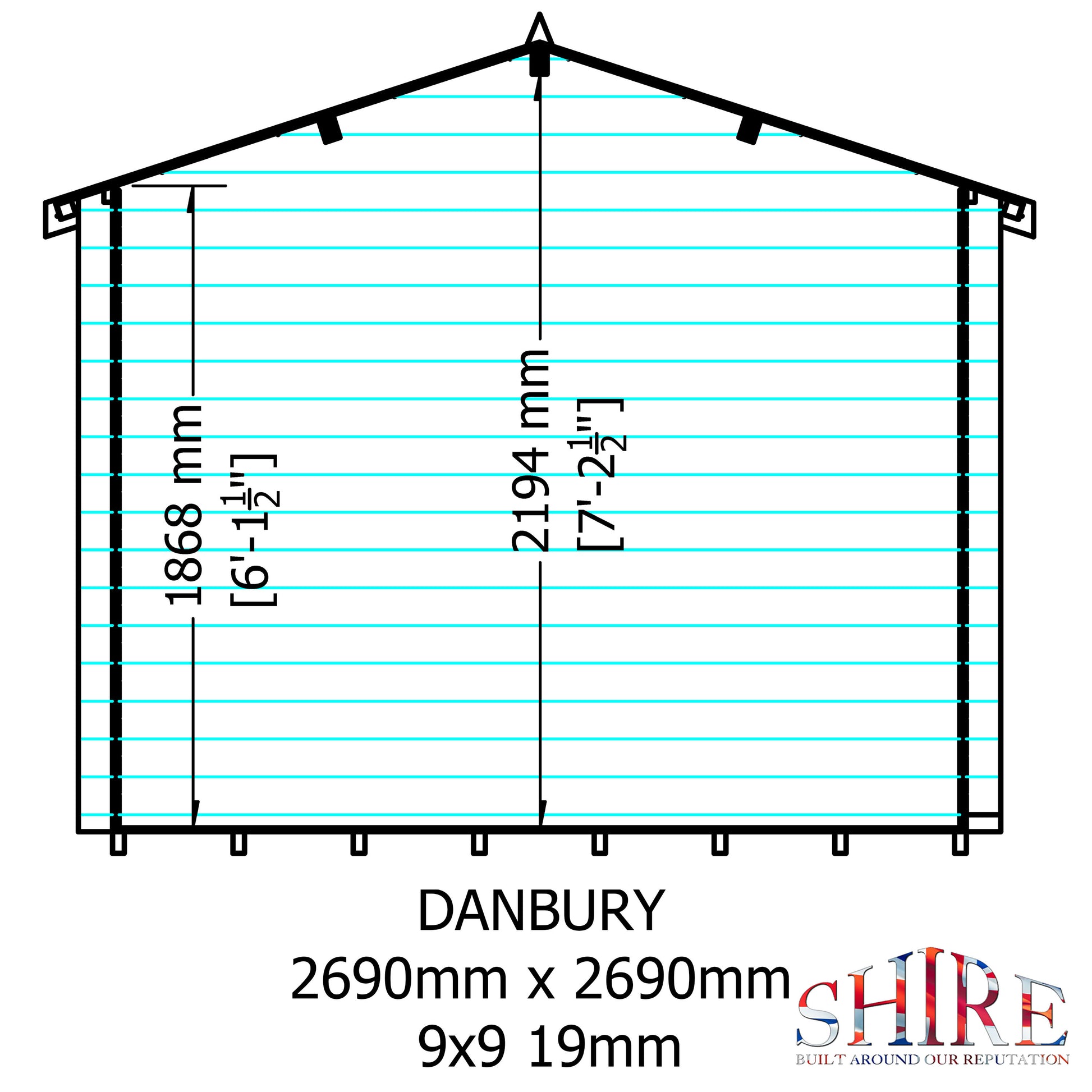 Shire Danbury 19mm Log Cabin 9x9