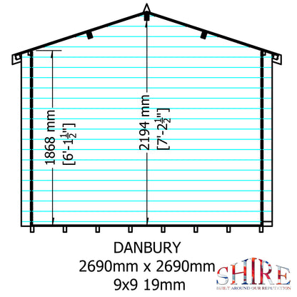 Shire Danbury 19mm Log Cabin 9x9