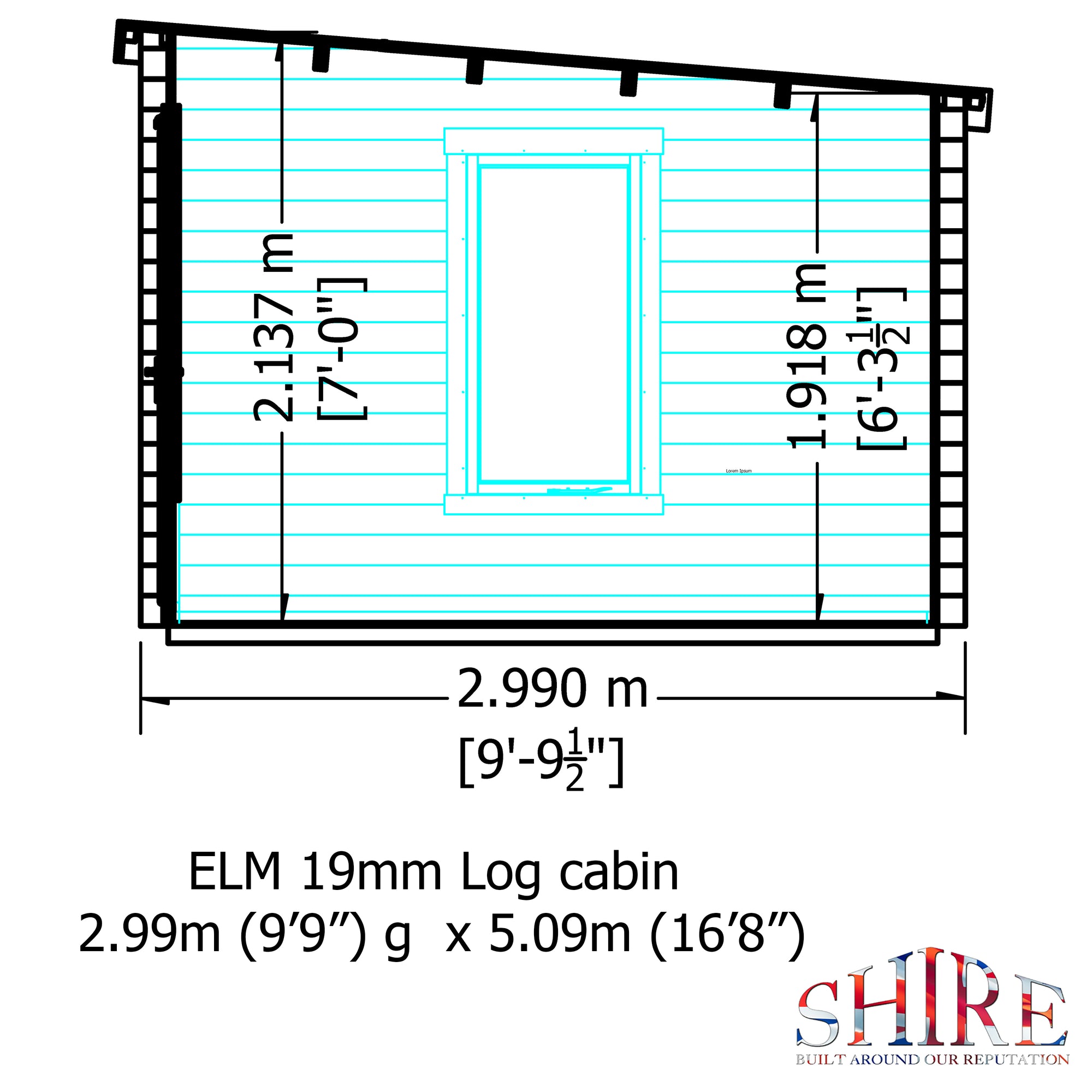 Shire Elm Log Cabin With Side Shed In 19mm Logs 10x17