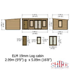 Shire Elm Log Cabin With Side Shed In 19mm Logs 10x17
