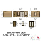 Shire Elm Log Cabin With Side Shed In 19mm Logs 10x17