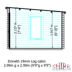 Shire Emneth Pent Log Cabin in 19mm Logs 10x10
