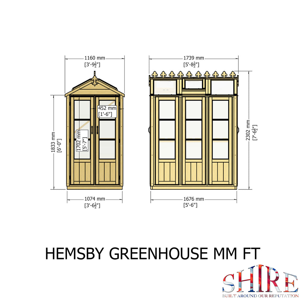 Shire Hemsby Wooden Greenhouse 4x6