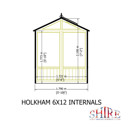 Shire Holkham Wooden Apex Greenhouse 6' x 12'