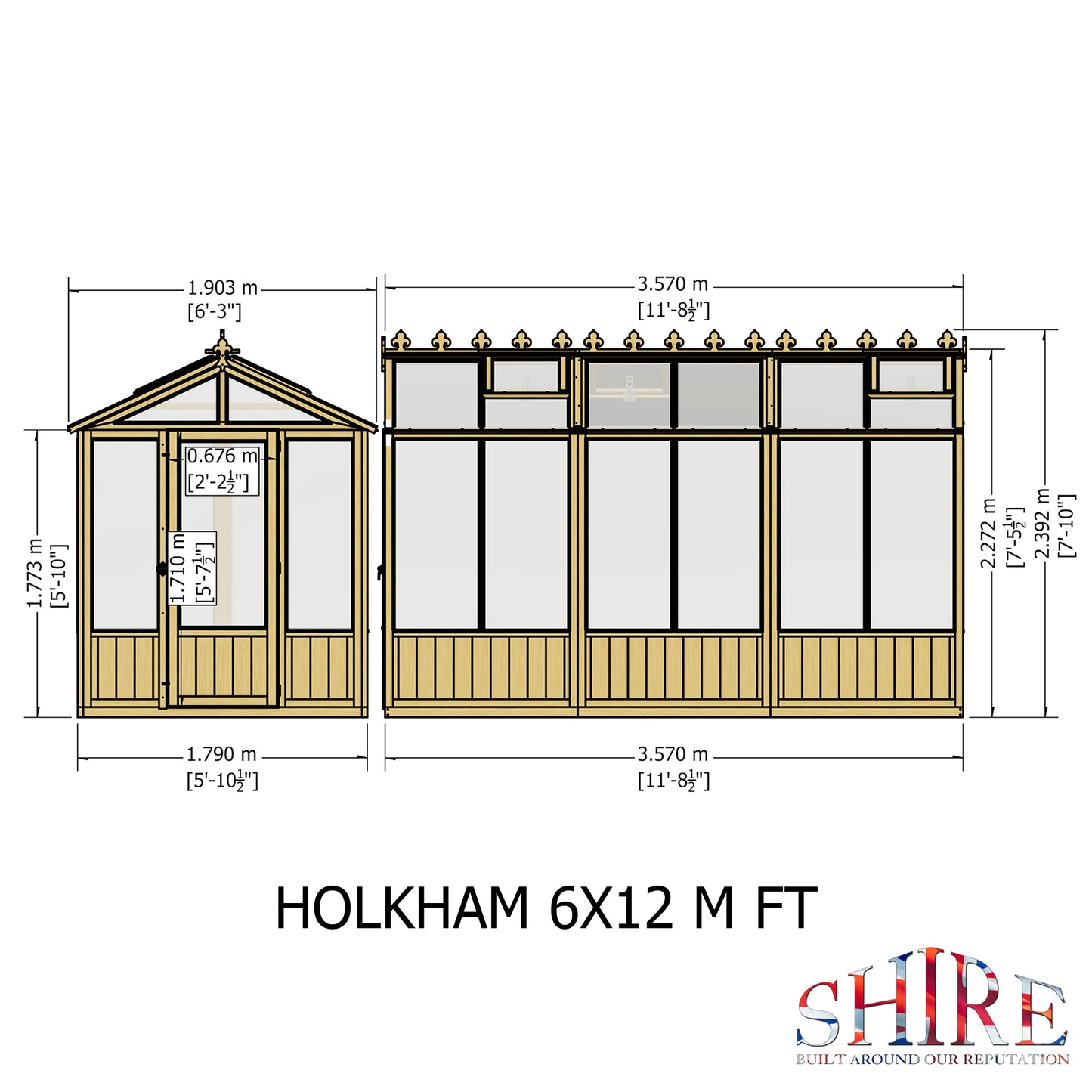 Shire Holkham Wooden Apex Greenhouse 6' x 12'
