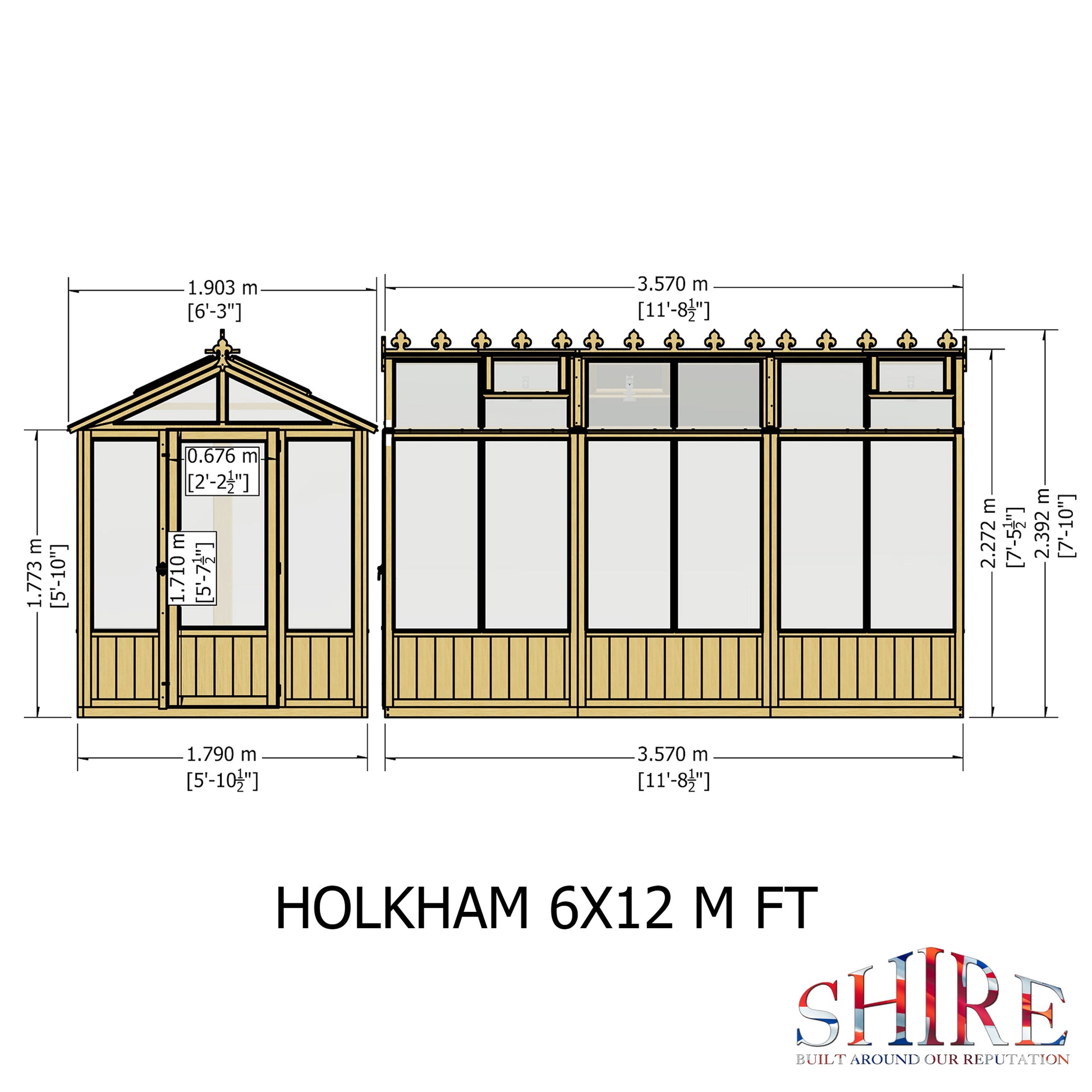 Shire Holkham Wooden Apex Greenhouse 6' x 12'