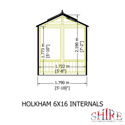 Shire Holkham Wooden Apex Greenhouse 6' x 16'