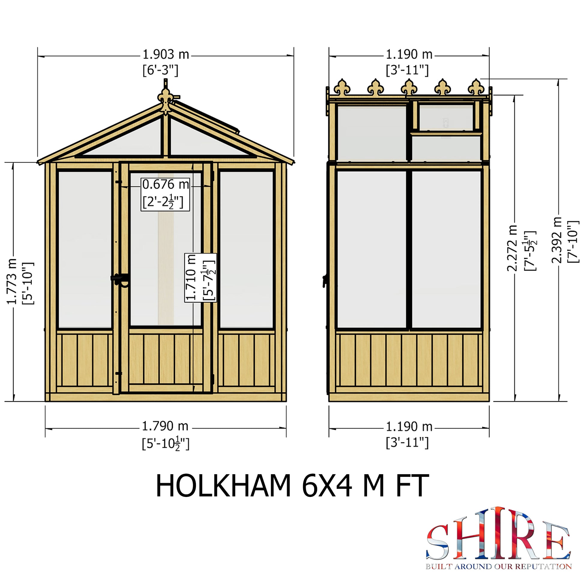 Shire Holkham Wooden Apex Greenhouse 4' x 6'