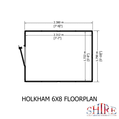 Shire Holkham Wooden Apex Greenhouse 6' x 8'