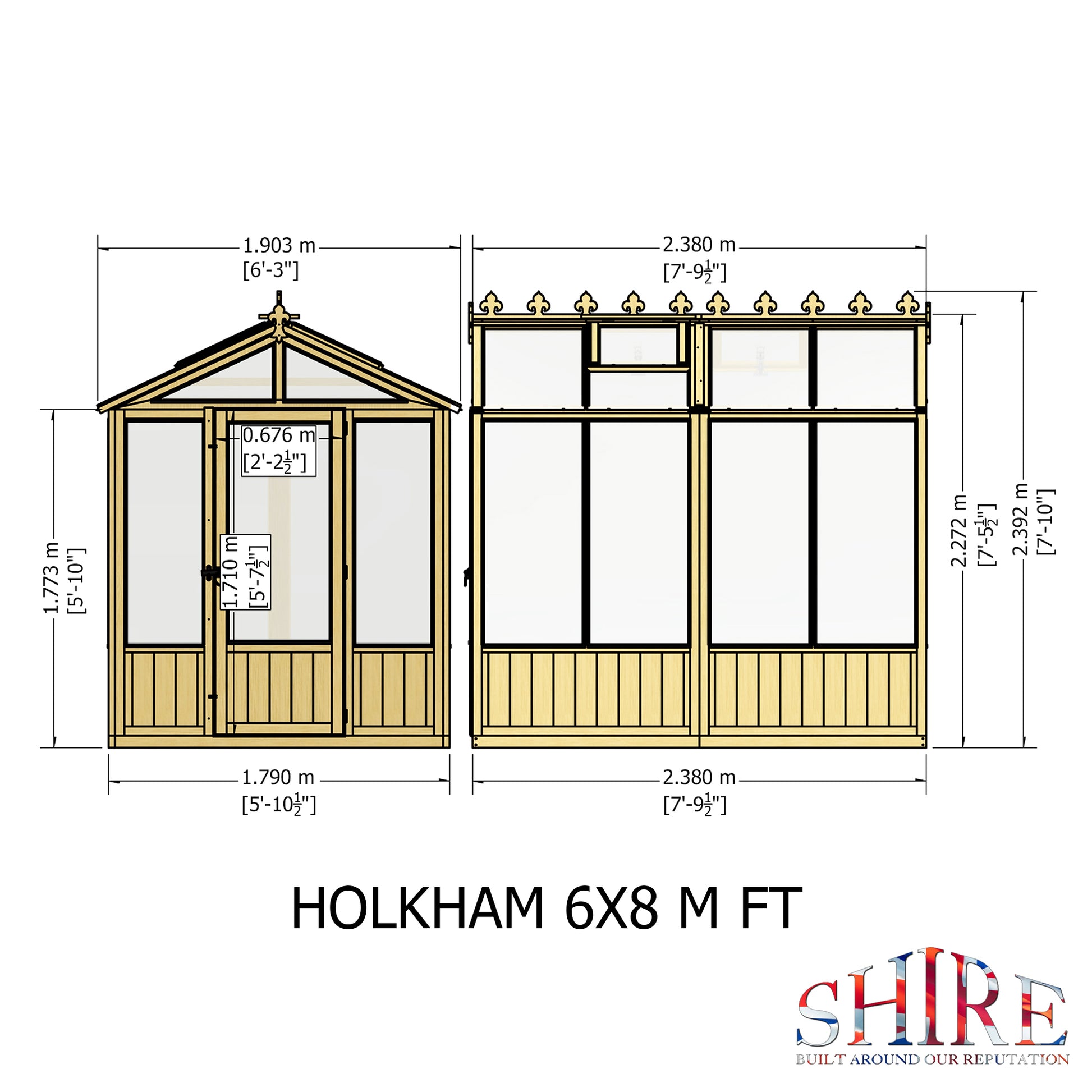 Shire Holkham Wooden Apex Greenhouse 6' x 8'