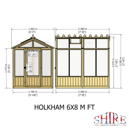 Shire Holkham Wooden Apex Greenhouse 6' x 8'