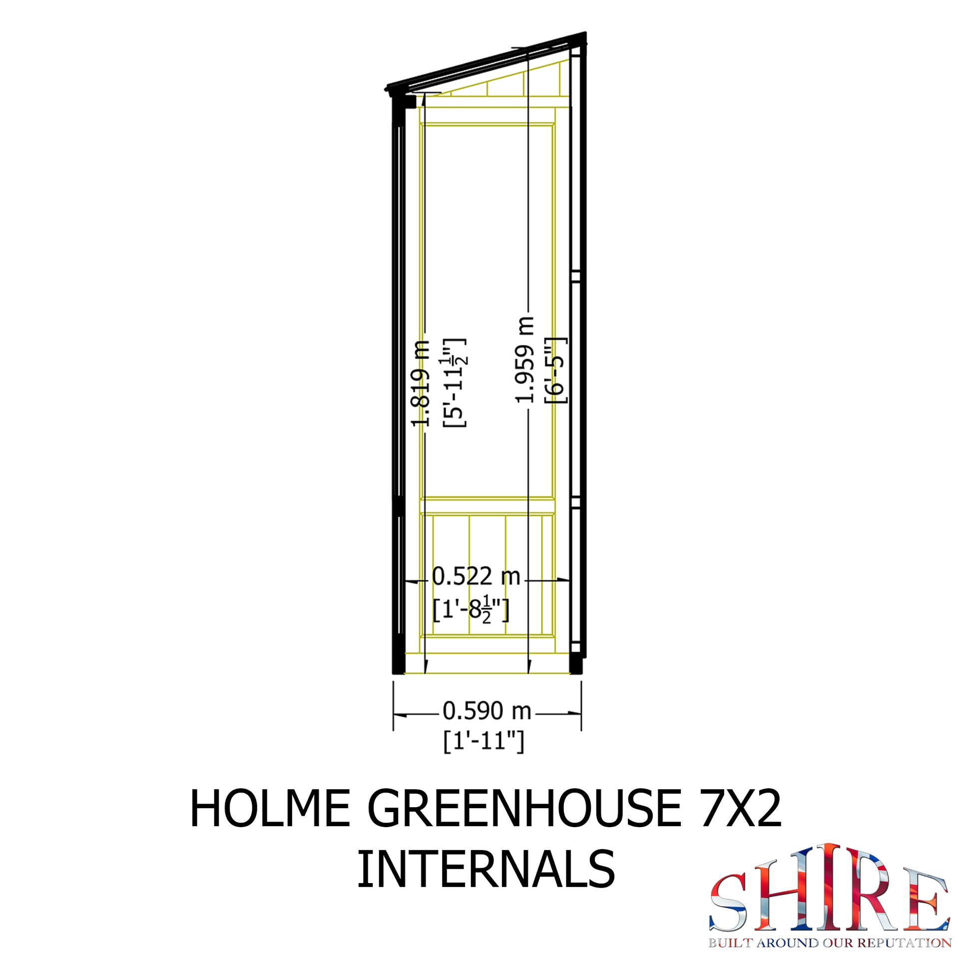 Shire Holme Mini Wooden Greenhouse 7' x 2'