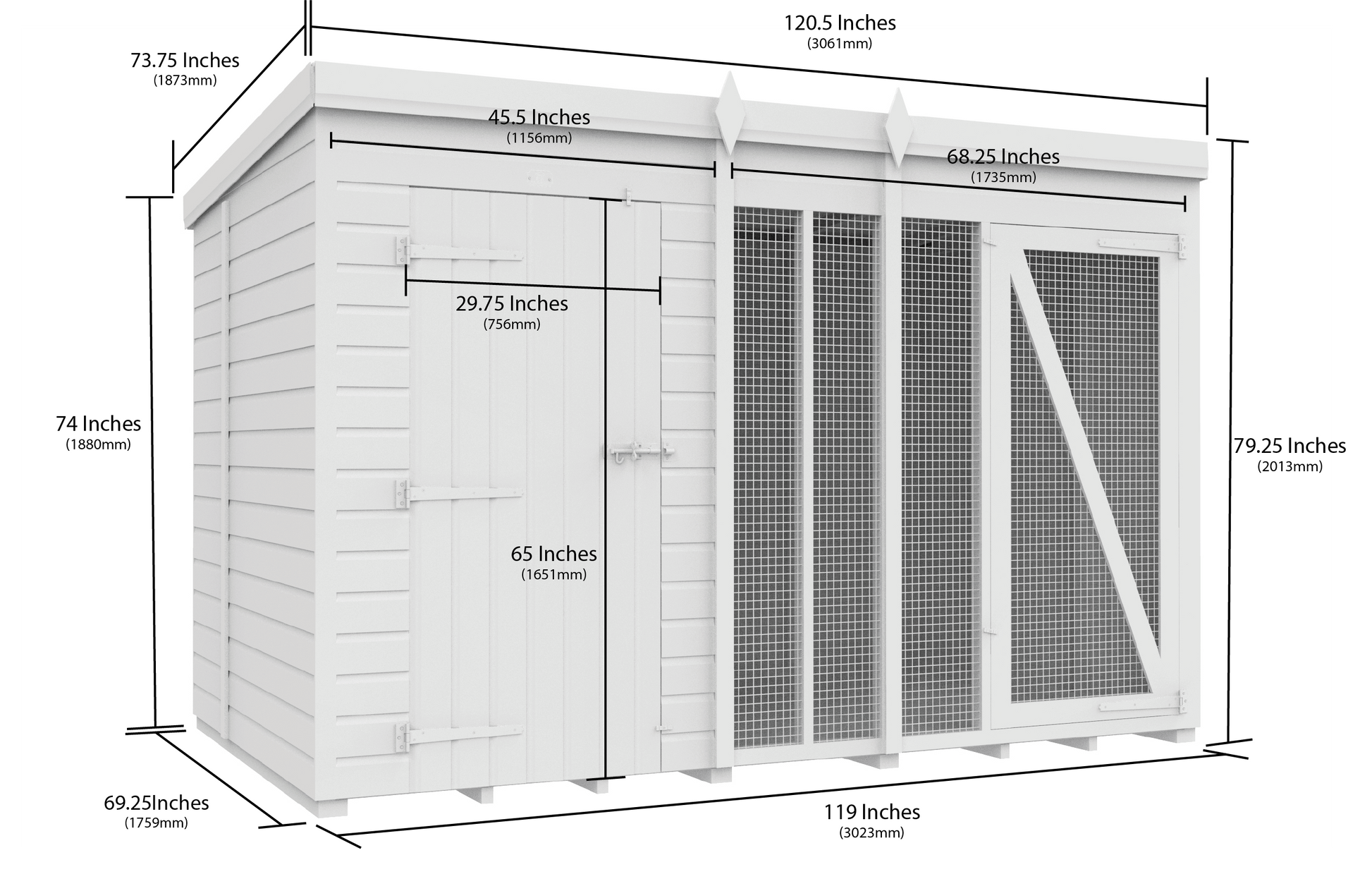 Elmstead Full Height Dog Kennel And Run Dimensional Drawings