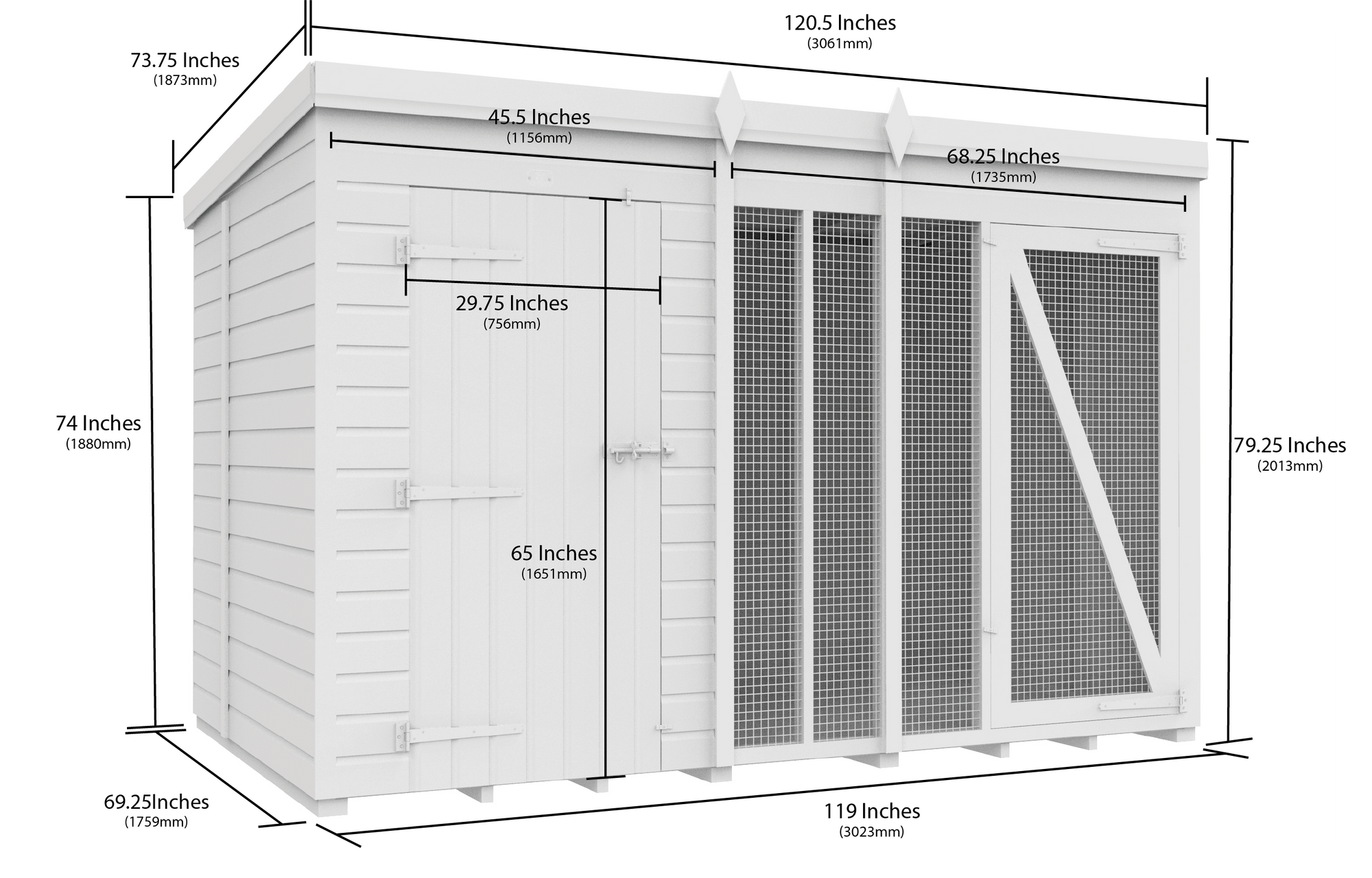 Elmstead Full Height Dog Kennel And Run Dimensional Drawings