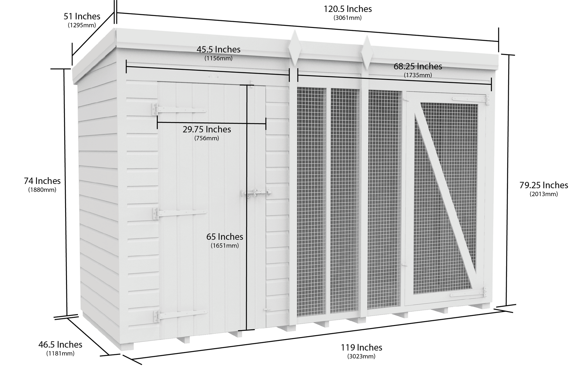 Elmstead Full Height Dog Kennel And Run Dimensional Drawings