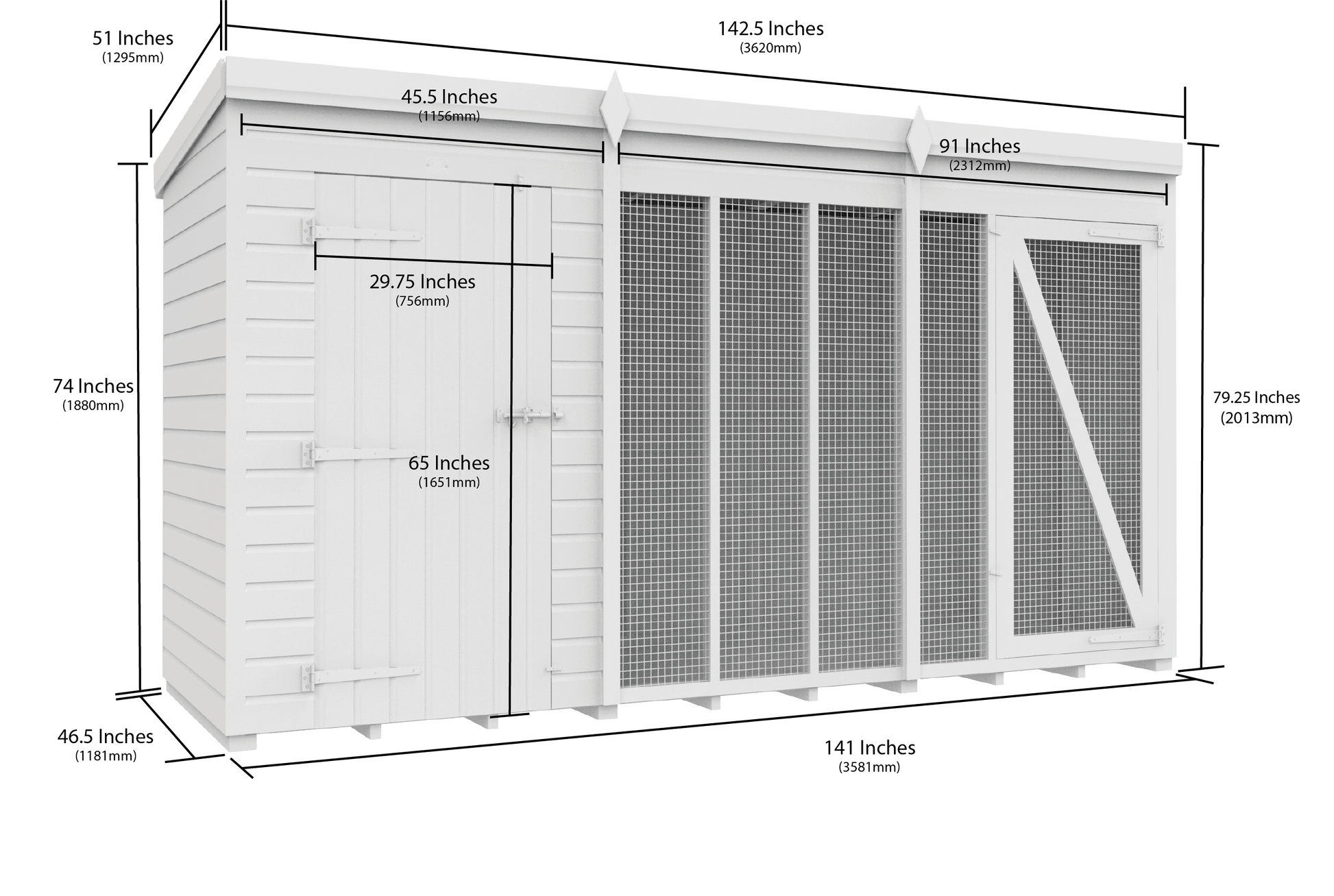 Elmstead Full Height Dog Kennel And Run Dimensional Drawings