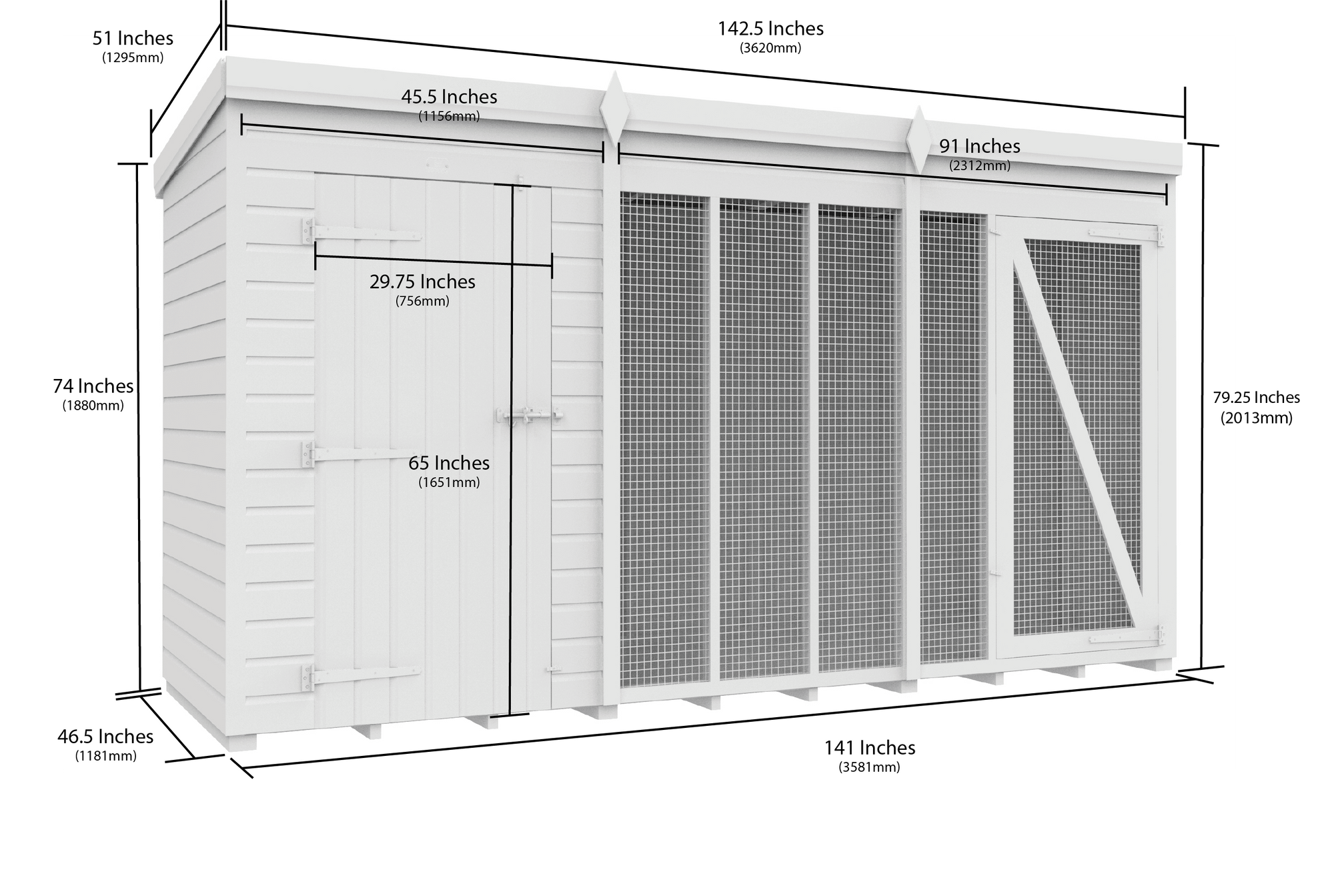 Elmstead Full Height Dog Kennel And Run Dimensional Drawings