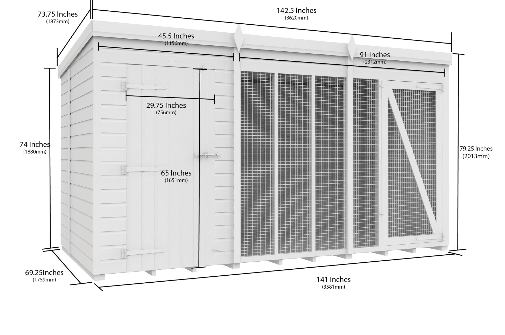 Elmstead Full Height Dog Kennel And Run Dimensional Drawings