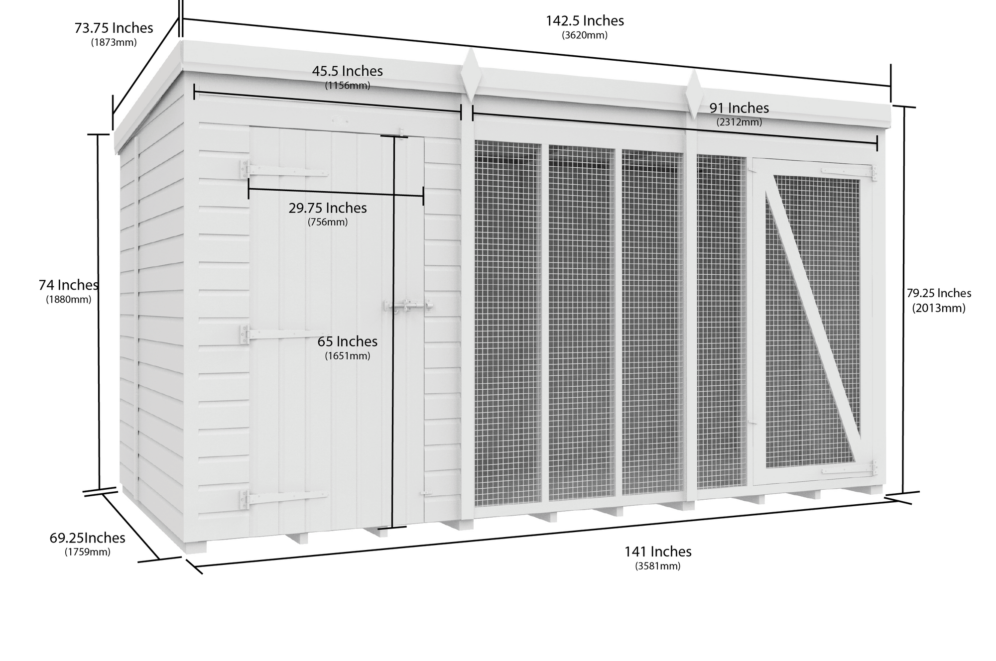 Elmstead Full Height Dog Kennel And Run Dimensional Drawings