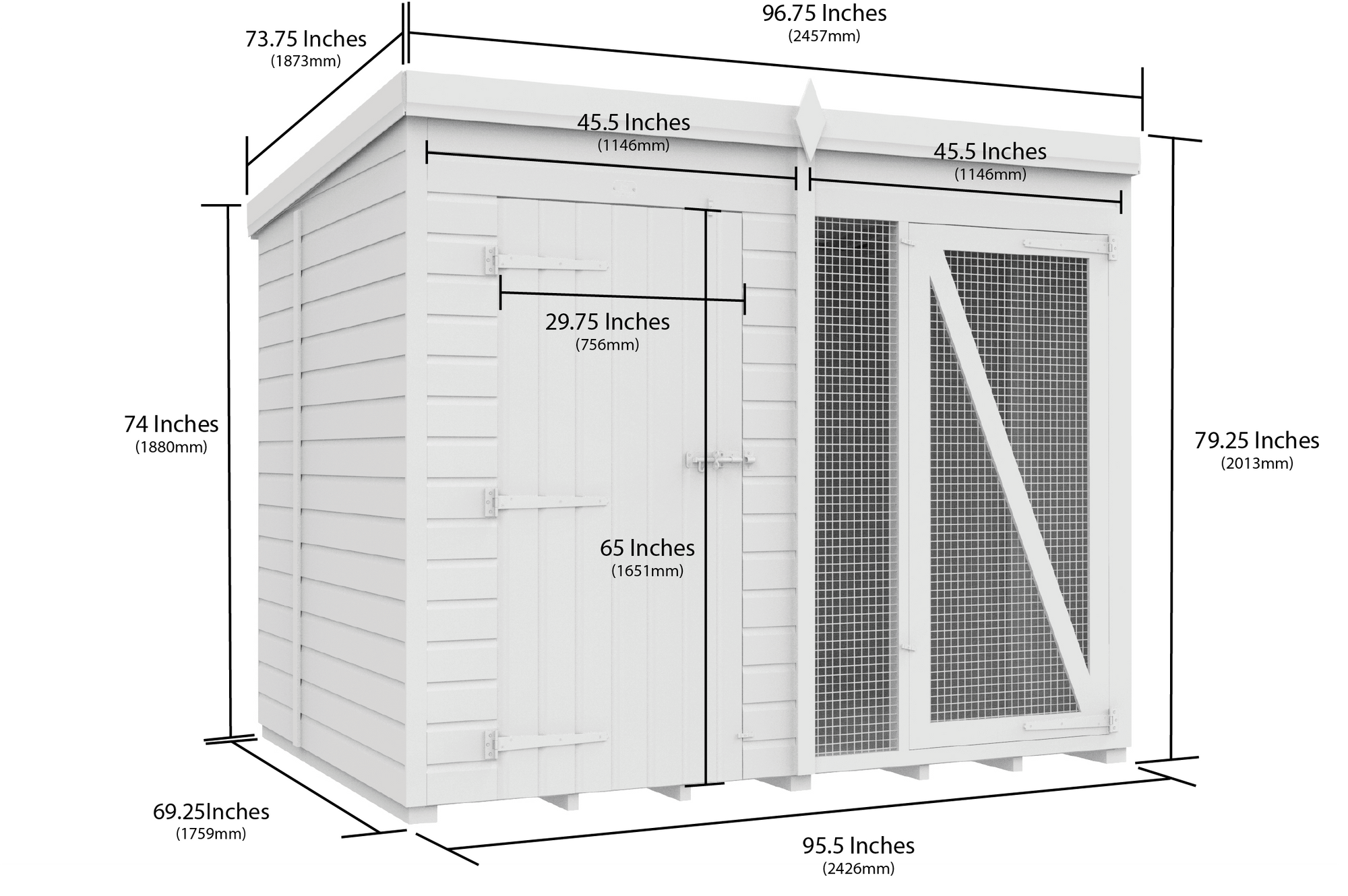 Elmstead Full Height Dog Kennel And Run Dimensional Drawings