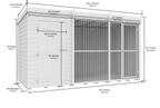 Elmstead Full Height Dog Kennel With Bars Dimensional Drawings