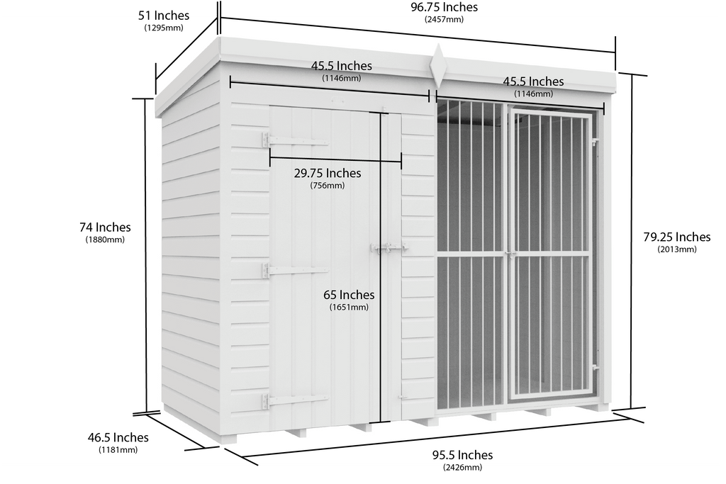 Elmstead Full Height Dog Kennel With Bars Dimensional Drawings