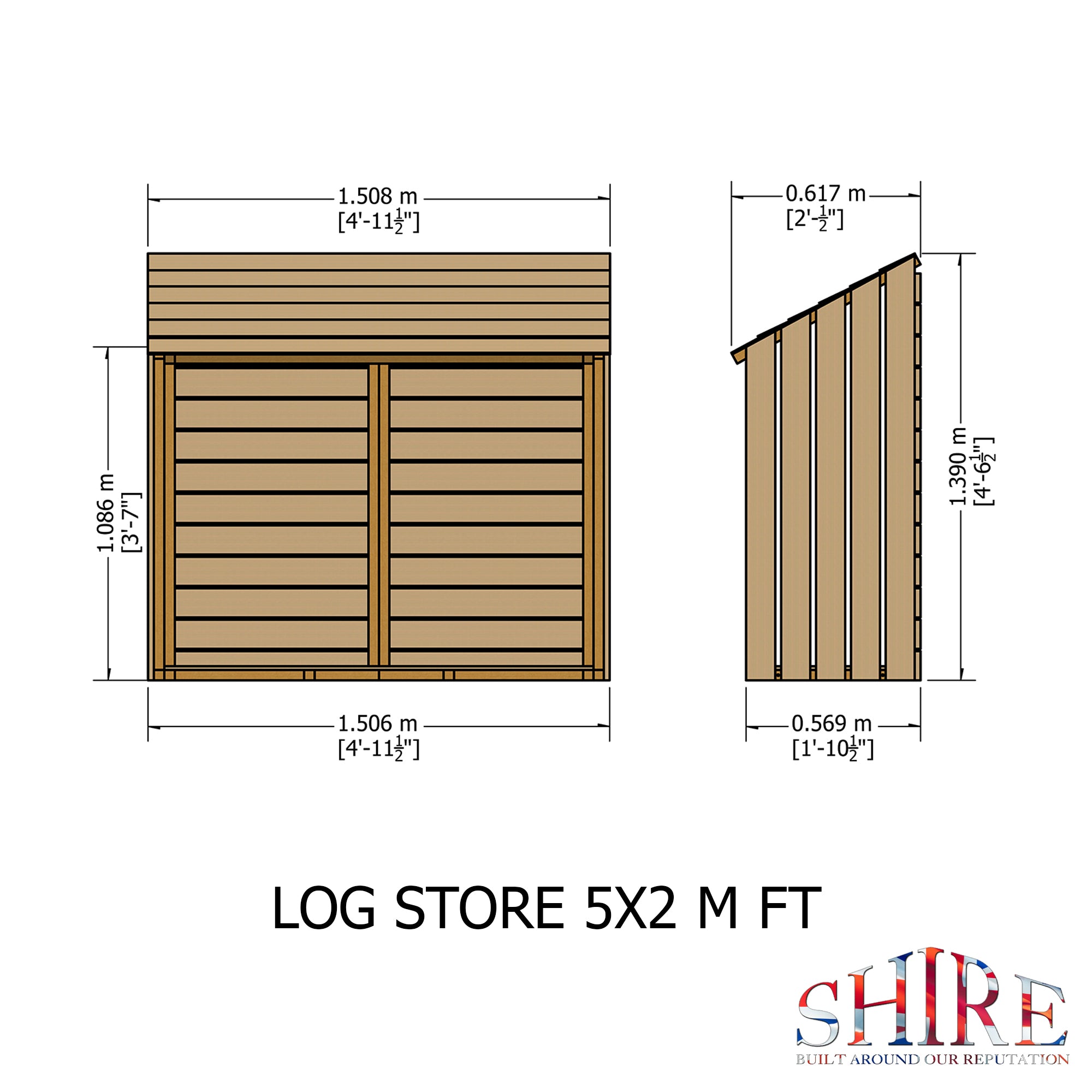 Shire Heavy Duty Wooden Log Store 5 x 2