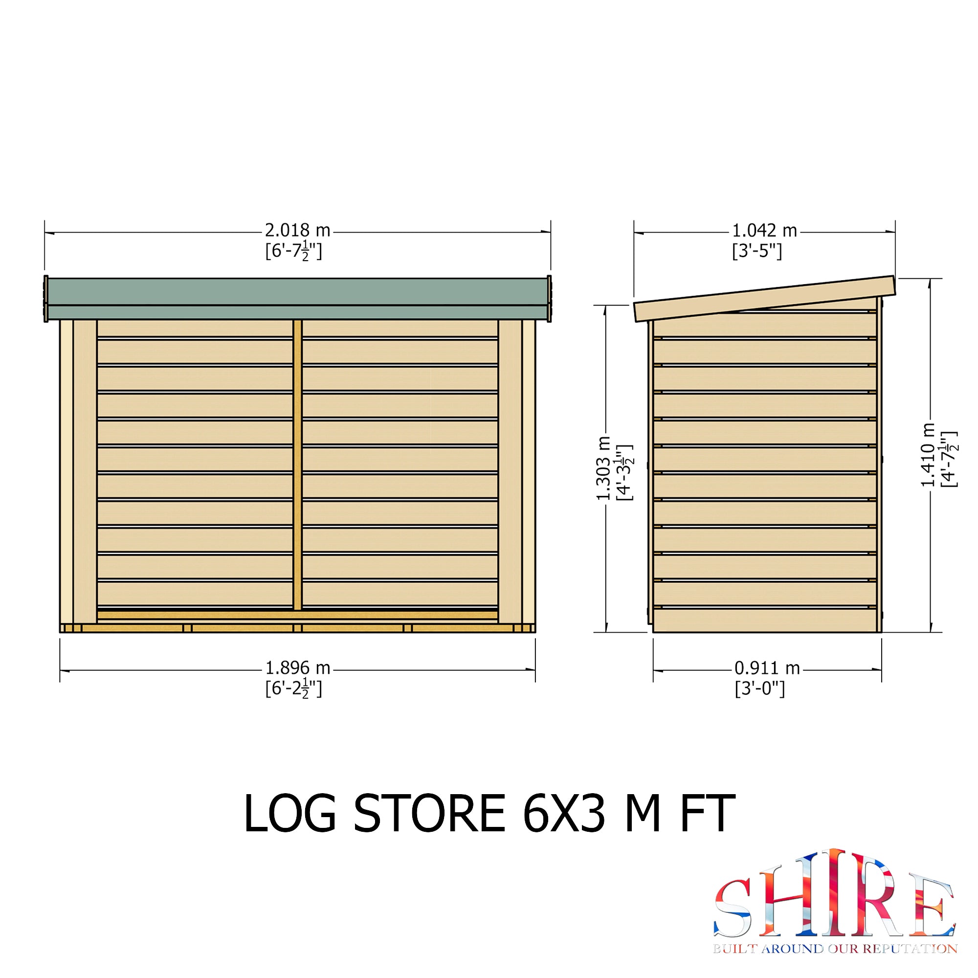 Shire Heavy Duty Wooden Log Store 6 x 3