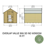 Shire Apex Dip Treated Overlap Garden Shed 8x6