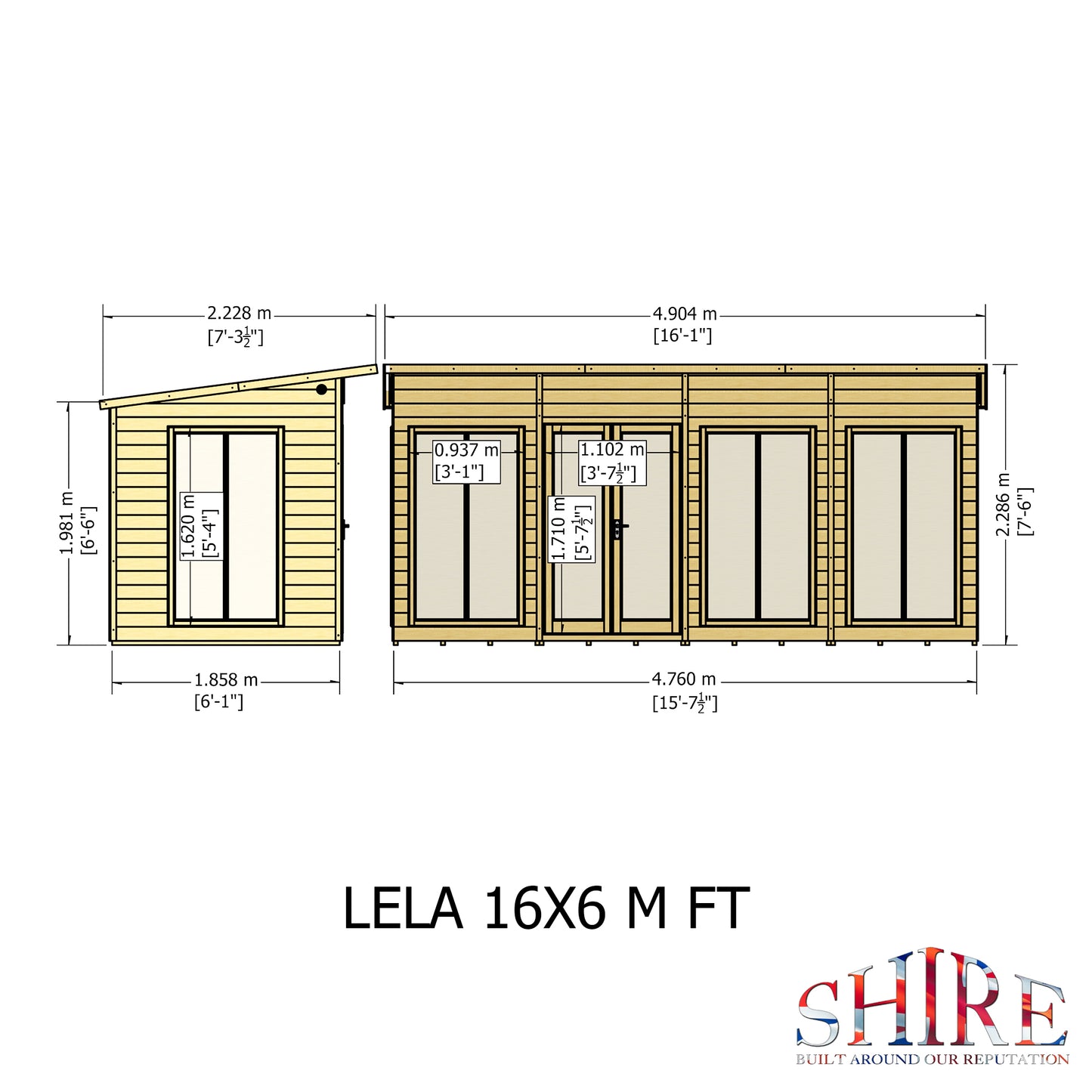 Shire Lela Pent Summerhouse 16x6