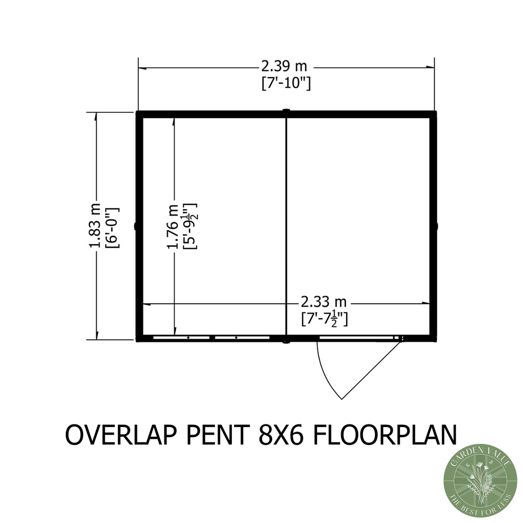 Shire Pent Dip Treated Overlap Value Garden Shed 8x6