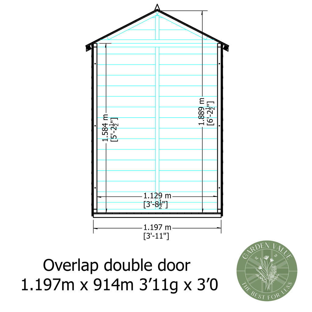 Shire Apex Dip Treated Overlap Garden Shed 4x3