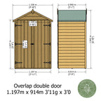 Shire Apex Dip Treated Overlap Garden Shed 4x3