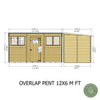 Shire Pent Dip Treated Overlap Value Garden Shed 12x6 With Windows