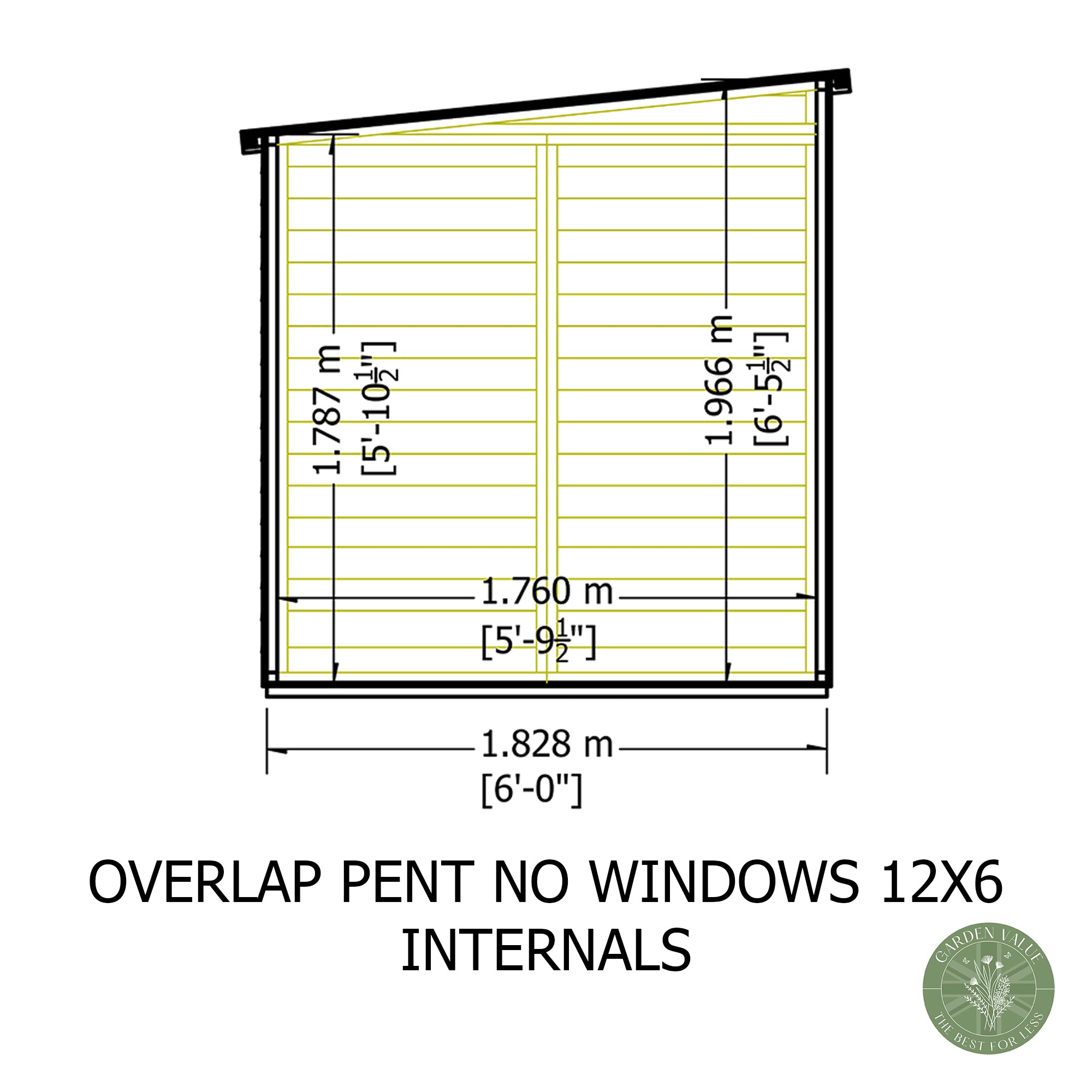 Shire Pent Dip Treated Overlap Value Garden Shed 12x6 Without Windows